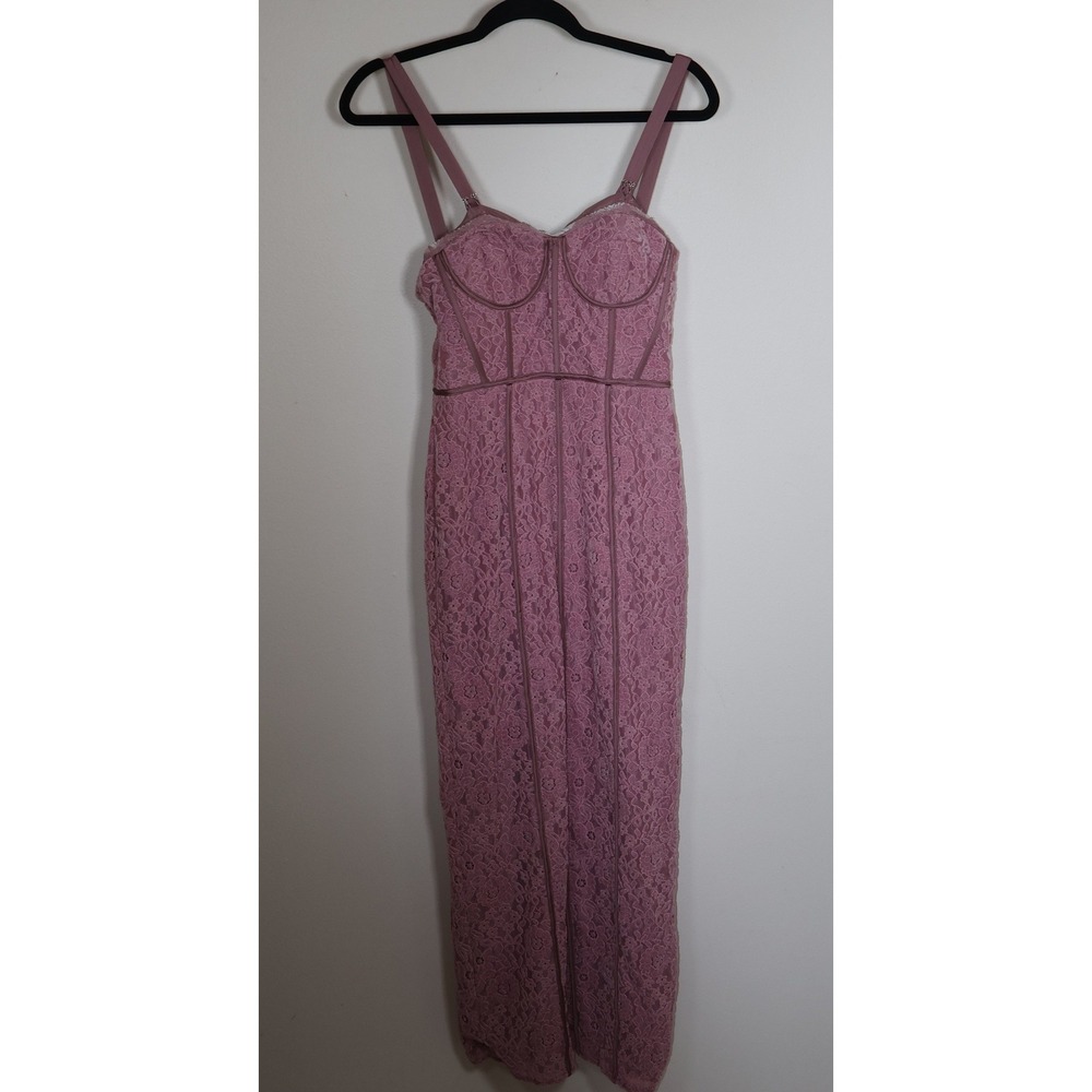 Azazie Atelier Dress Size 2 Pink Mauve Lace Corset Sweetheart Neckline Strapless